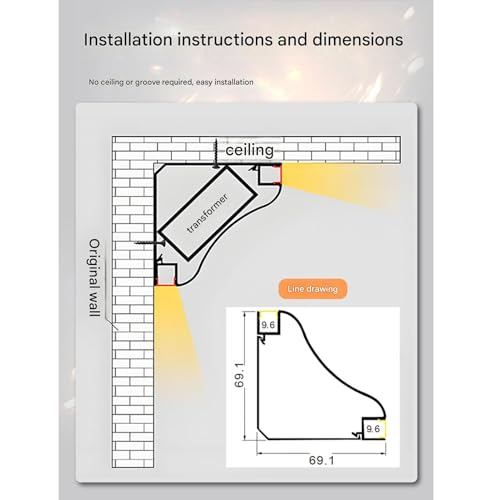 Bandeau LED double éclairage indirect avec profilé aluminium 1m 220v lumière blanche - 3