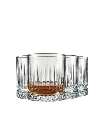 Elysia Whiskey Glas - 355cc, 4er Set, Qualitäts Whiskey Glas, Ideal für Whiskey, Scotch, Bourbon, Whiskey Glas für Papa, Geschenke für Ihn, Kristallklar, Tumbler-Gläser, Whiskey Glaswaren-Set