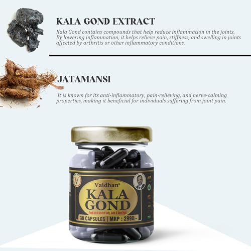 Vaidban Kala Gond Capsule - Instant Ayurvedic Pain Relief Capsule | Pack of 30