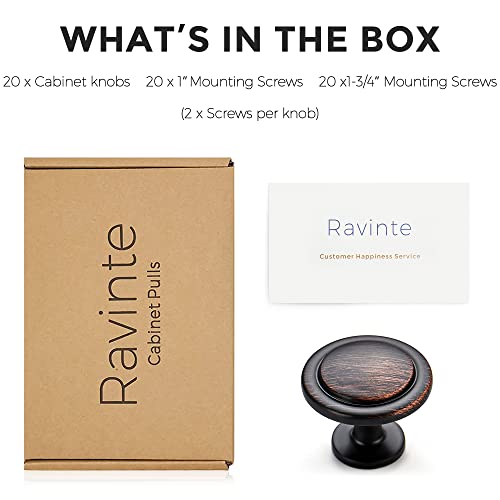 Image of Ravinte 20 Pack 1-1 /4 Inch Kitchen Cabinet Knobs Oil-Rubbed Bronze Zinc Pulls Door Handles for Dresser Drawers