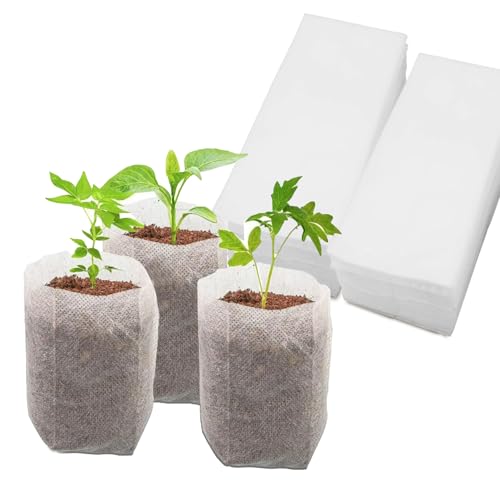 KEAHND Pflanzbeutel,Anzuchtbeutel Für Gärtnereien,200 Stück Sämlingsbeutel Pflanzbeutel,Pflegetaschen Für Pflanzen Pflanztaschen,Pflanzenbeutel Anbauen Taschen Für Sukkulentenpflanzen Weiß,Pflanzsack