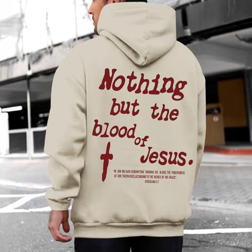 Christian Hoodies for Men Religious Faith Jesus Sweatshirts Inspirational Bible Verse Cross Graphic Hoodie Pullover3