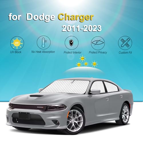 Image of KMF Full Window Sun Shade Custom Fit for Dodge Charger Accessories 2011-2025, Privacy Car Window Covers Sunshade for Windshield Side Rear, UV Block Visor for Car Camping /Baby