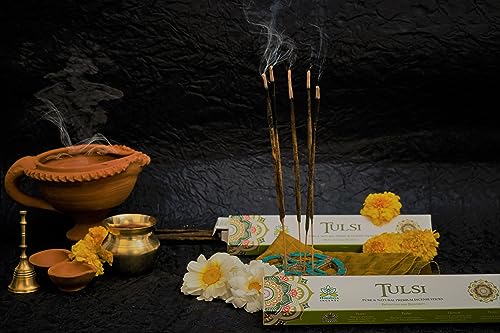 Image of Himalaya Premium Incense Sticks for Everyday Use | Aroma Fragrance Sticks| Pooja Room Items for Home & Prayers | Freshness Positive Energy (Tulsi) (Pack of 12, Each of 15 GM)