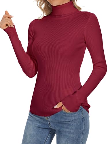 Image of Turtleneck Sweaters for Women Ribbed Long Sleeve Pullover Sweater