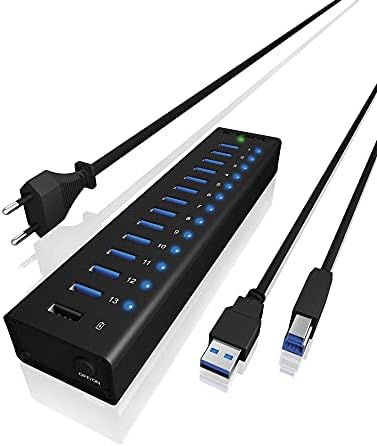 Icy Box 13 Port USB 3.0 Hub with USB charge port, Black