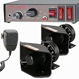 BooYu 12V 400W 9 Tones Warning Emergency Siren PA System [180° Design Speaker][125-135dB][Handheld Microphone][2 x 10A Switches] for Vehicles Truck SUV ATV UTV