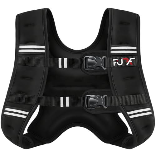 FUFF Weighted vest woman - 5lb/12lb/10lb/15lb/20lb/25lb/30lb Weights with Reflective Stripe, Weighted Vest for Men Women Strength Training Running Walking Jogging