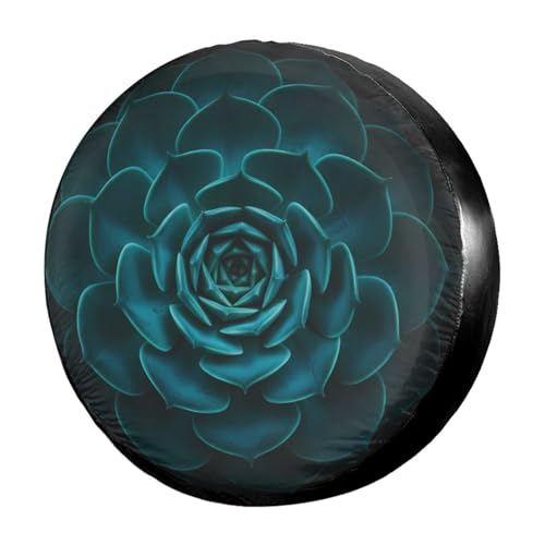 Image of Delerain Spare Tire Cover Teal Cactus Wheel Covers Waterproof Dust-Proof UV Sun Universal Fit for RV Trailer RV SUV Truck and Many Vehicle (17 Inch for Diameter 31 inch-33 inch)