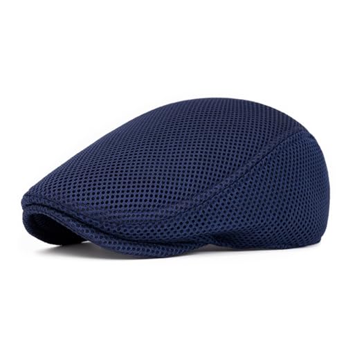 Image of meioro Men's Mesh Flat Cap Summer Breathable Newsboy Hats Beret Ivy Cap Gatsby Irish Cabbie Driving Hat Full Head Wrap