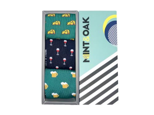 Image of Mint & Oak Long Socks For Men, Soft Cotton Calf Length Socks, Colorful Sock Gift For Men, Full Length & Odour Free, Funky Socks - Gift Box of 3