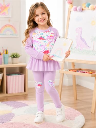 Image of Little Girls Clothes Sets - Cute Sweatshirts Top Shirt & Leggings 2 Piece Kids Fall Winter Outfits Toddler Clothing