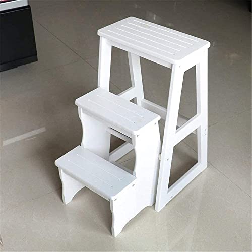 Taburete de 3 capas plegable y multifunción con soporte de madera espesa 4