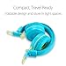 noot products Kids Headphones K22 Foldable Stereo Tangle-Free 5ft Long Cord 3.5mm Jack Plug in Wired On-Ear Headset for iPad/Amazon Kindle Fire/Boys/Girls/Laptop/School/Tablet (Teal/Lime)