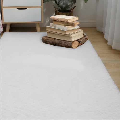 Tapis antidérapant moderne blanc format extra large pour grand salon - 4