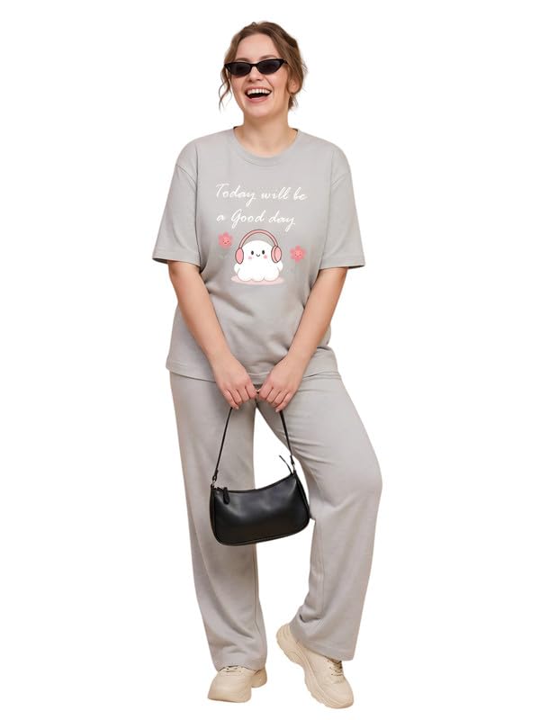Image of My Swag Women Cotton Pajama Set Cute Cartoon Graphic Printed Night Suit for Women & Girls /Plus Size Nightsuit Set /Korean Night Suit
