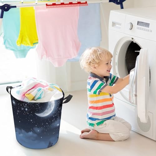 Grand panier à linge suspendre salle de bain imperméable rangement lune - 6