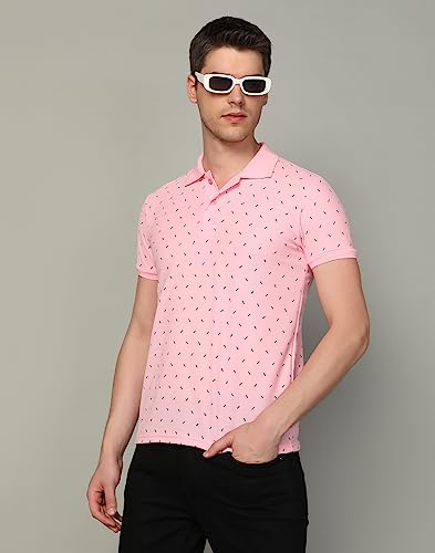 Image of INKKR Men's Printed Polo Neck Half Sleeve Multicolor T-Shirt