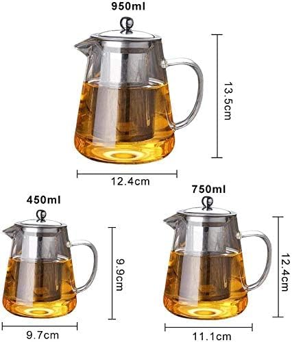 Kreative Teekanne, Teekanne Glas, mit hitzebeständigem Edelstahlfilter, perfekt für Tee und Kaffee (750ml)