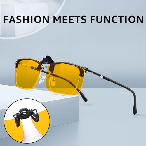 Image of VIEWBETTER 3 Pack Clip On Blue Light Blocking Glasses for Eyes Strain /Light-Sensitive Flip Up Computer Gaming Glasses