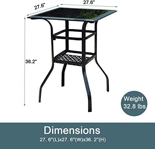 image for PatioFestival Outdoor Bistro Bar Table,Patio Metal Steel Slat Dining S