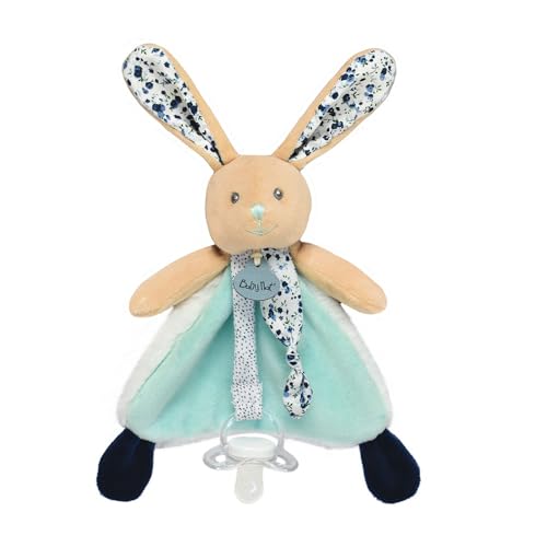 BABY NAT' - Attache Sucette Doudou Lapin - Collection Poupi - Couleur Bleu Marine - Attache Tétine Pour Bébé Dès La Naissance - Idée Cadeau De Naissance - BN0606