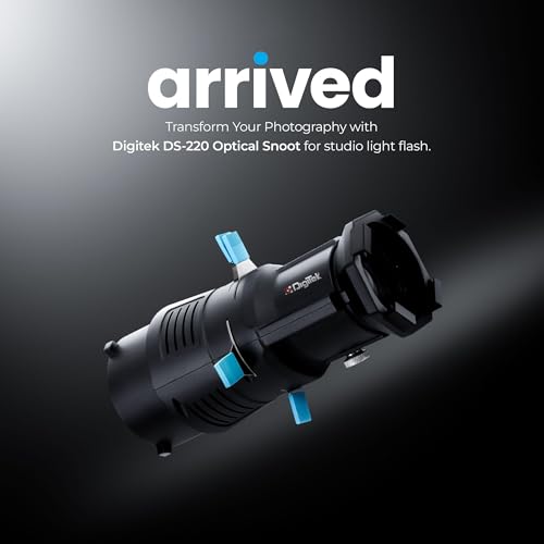 Digitek® (DS 220) Bowens Mount Optical Snoot Kit with 20 Stainless Steel GOBOs & 4X Color Gels (Red/Yellow/Green/Blue), Multifunction Focus Ring, Premium Metal Construction