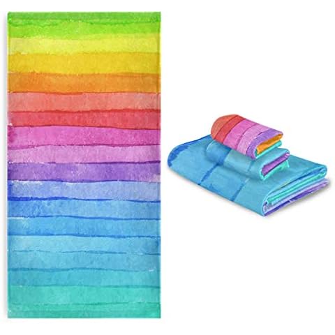 Blueangle Rainbow Striped Towel Set of 3 Cover