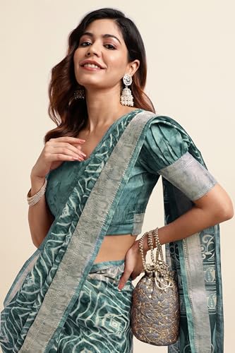 Image of MIRCHI FASHION Women Saree Cotton Blend Kalamkari Printed | Comfortable Office and Regular Daily Use Sari with Unstitched Blouse Piece