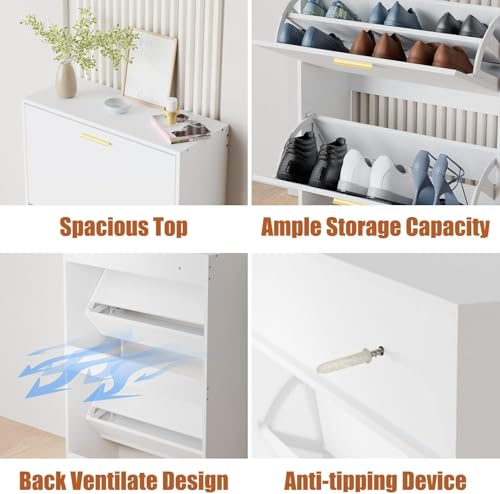 Image of The Artment your artistic apartment Quadra 4 Tier Shoe Rack Organizer Cabinet, Footwear Stand for Entryway, Hall | Space Saving Design | Home Furniture for Home | 20-25 Pairs (Size -60x24x80 CM)