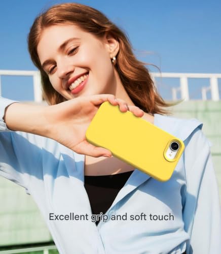 Image of DIZORO Compatible with iPhone 17e / 16e Case 6.1, Slim Liquid Silicone 3 Layers Full Covered Soft Gel Rubber Phone Cases Protective Back Cover 6.1 Inch - Yellow