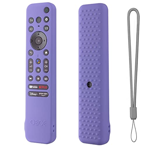 Image of Sony Smart TV 2022 Oboe Silicone Remote Cover - Protective Case with Lanyard (C-Lavender Grey) [Remote NOT Included]