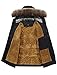 FTCayanz Herren Warme Winterjacke Parka Lang Wintermantel Mit Kunstfell Kapuze Outdoor Gefütterte Steppjacke Jacke Schwarz XL
