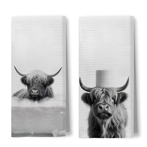 Foritho Cow Bathroom Decorative Print Towels - Cow Gifts for Women Hand Towel Set of 2, Funny Cows Decorative Hand Towels for Bathroom, 16×24 Inches