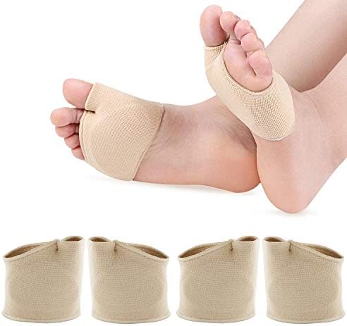 Metatarsal Pads - 2 Pairs of Fabric Metatarsal Sleeve with Forefoot Cushion Pad, Soft Foot Care Ball of Foot Cushions for Metatarsalgia Prevent Calluses Blisters M9-12 / W11-14 - Large