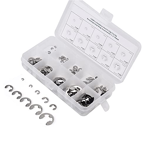 Stainless Steel E Circlip, 120Pcs E Clip Washer, External Retaining Ring Assortment Set Stainless Steel External Retaining, External Retaining Rings
