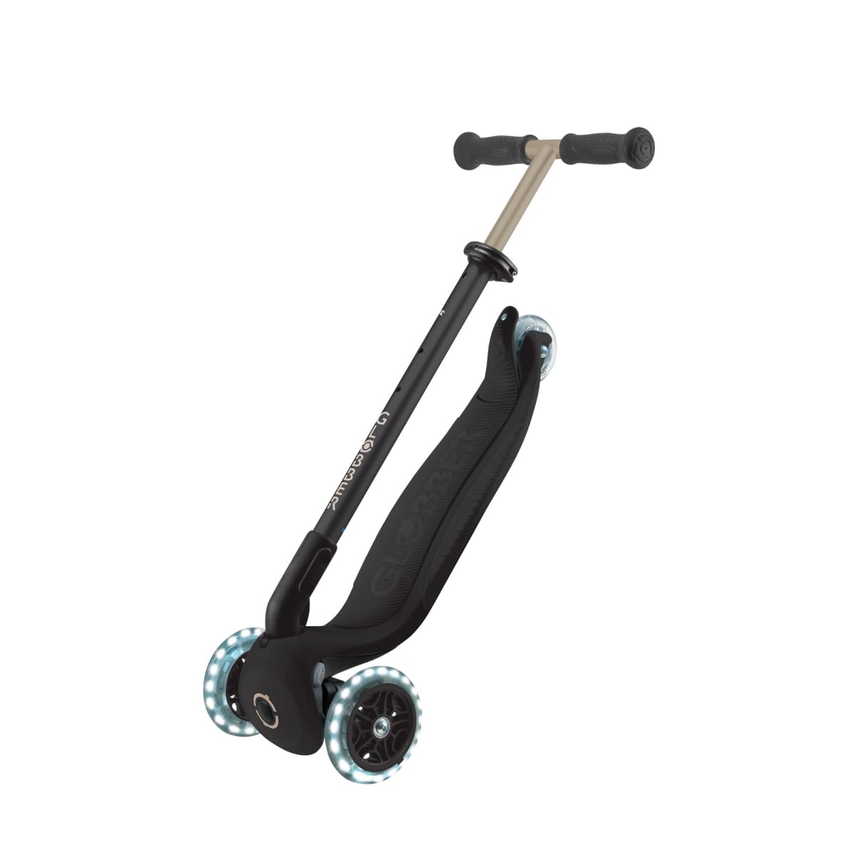 GLOBBER GO-UP Deluxe Lights 360 – 3 in 1 Aufsitzrad, Laufrad, Scooter, 120/80mm, 3-rädrig, verstellbar, LED-Rollen