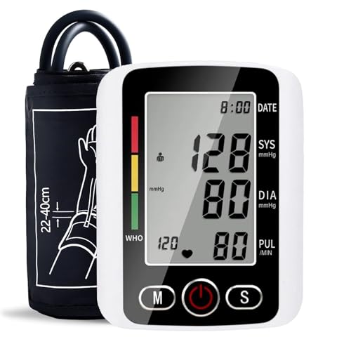 Rewing Blood Pressure Monitors for Home use with Cuff Arm,Automatic Blood Pressure Machine Upper Arm for 2 Users BP Machine with Battery, White