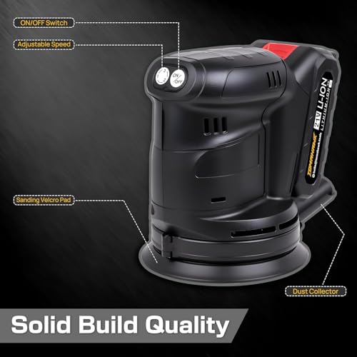 Image of TOMAHAWK COS-1800 125mm Orbital Sander| Heavy Duty | 3-Speed 8000 /10000 /12000 RPM | Powerful Finishing & Polishing Tool for Wood, Metal, Plastic & Paint