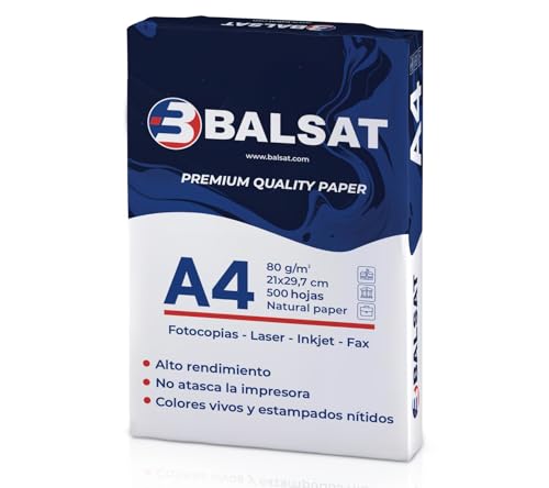 BALSAT Folios DIN A4 80 gramos, 500 hojas, Paquete de...