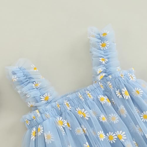Image of TotzTouch Baby Girls Knee-Length Dress | Frock Cami Strap Flared Printed Net Sleeveless Gown