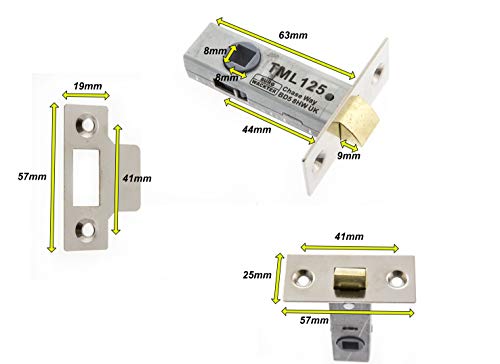 Sterling TML125 Internal 2 1/2" 65mm Nickel Tubular Mortice Latch 2.5" 10 Pack, Brass - Image 4
