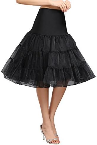 METEMEIWomen's 50s Vintage Rockabilly Petticoat 25.5‘’ Length Net Tulle Underskirt Crinoline Petticoat Half Slip