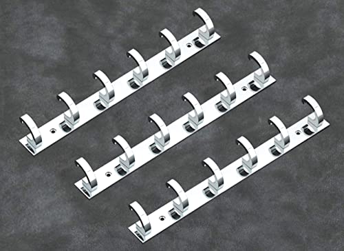 Image of iSTAR 6 Pin Bathroom Cloth Hooks Hanger Door Wall Bedroom Bathroom Robe Hooks Rail for Hanging Stainless Steel Round Shape Hook (Pack of 3)