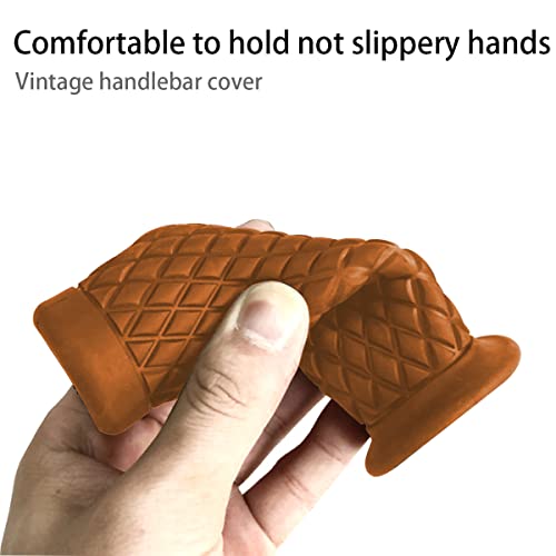 Image of Motorcycle Hand Grips, Non Slip Rubber Bar for 7 /8 inch 22mm /24mm Handles, Vintage Motorbike Thruster Grip, Handlebar for Hand Comfort, Universal for Motocross Scooter Dirt Bike, Open End (Light Brown)