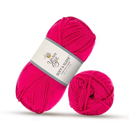 Image of Hobby Lobby Yarn Bee Soft & Sleek Yarn, 650 Hot Pink | 4 Medium Weight, 100% Low Pill Acrylic, 232 Yards Per Skein