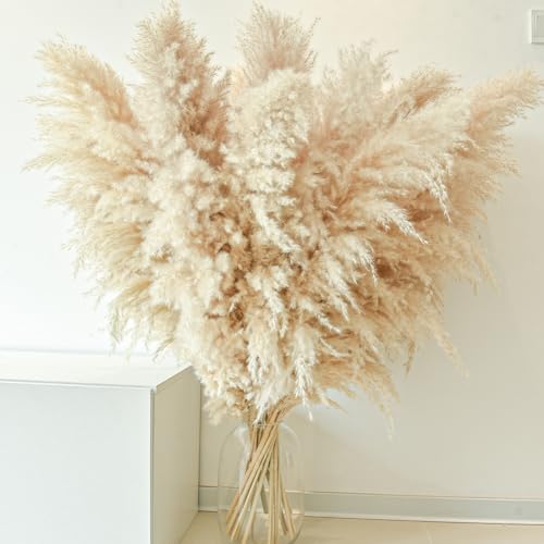 40" 11 PCS Dried Pampas Grass Decor Tall,Large Natural Beige pompas Grass,Tall Pampas Grass for Floor Vase,Wedding,Party,Farmhouse,Boho Home Decor,and Creating a Bohemian Ambiance