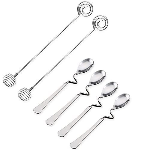 Gxhong Cuchara para miel, de acero inoxidable, mango curvado, para café, cucharas para miel, espiral, para miel…