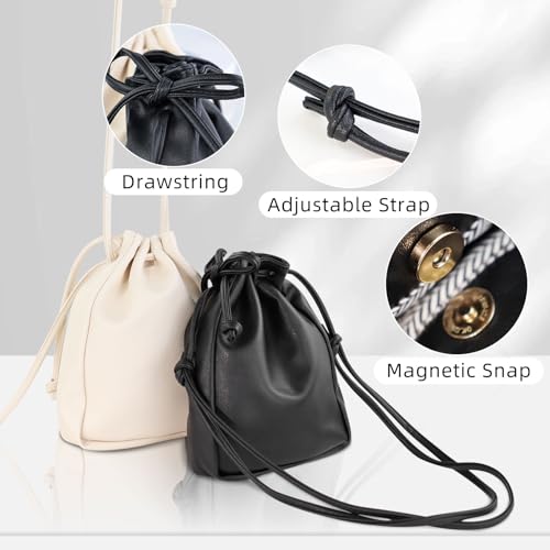 Crossbody Purse, PU Leather Small Crossbody Bags for Women, Drawstring Women's Cross body Handbags for Walking3