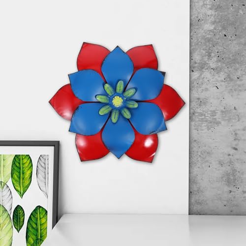 Décoration murale en fer rouge fleurs 3D pour raviver un mur blanc